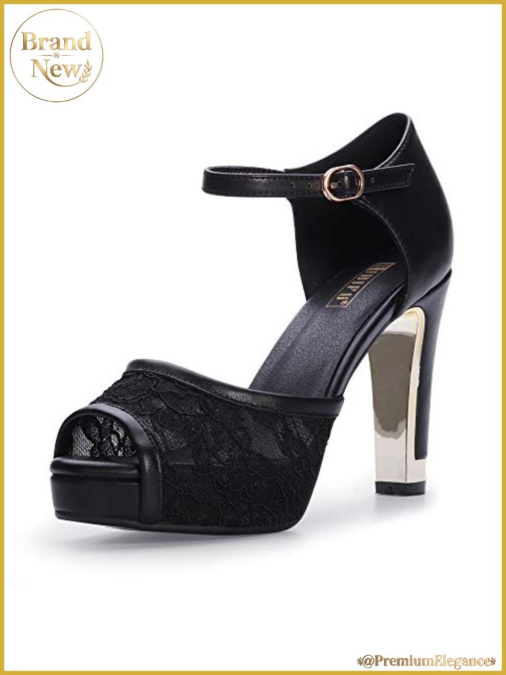 Lace Peep Toe Platform Chunky High Heel Sandal